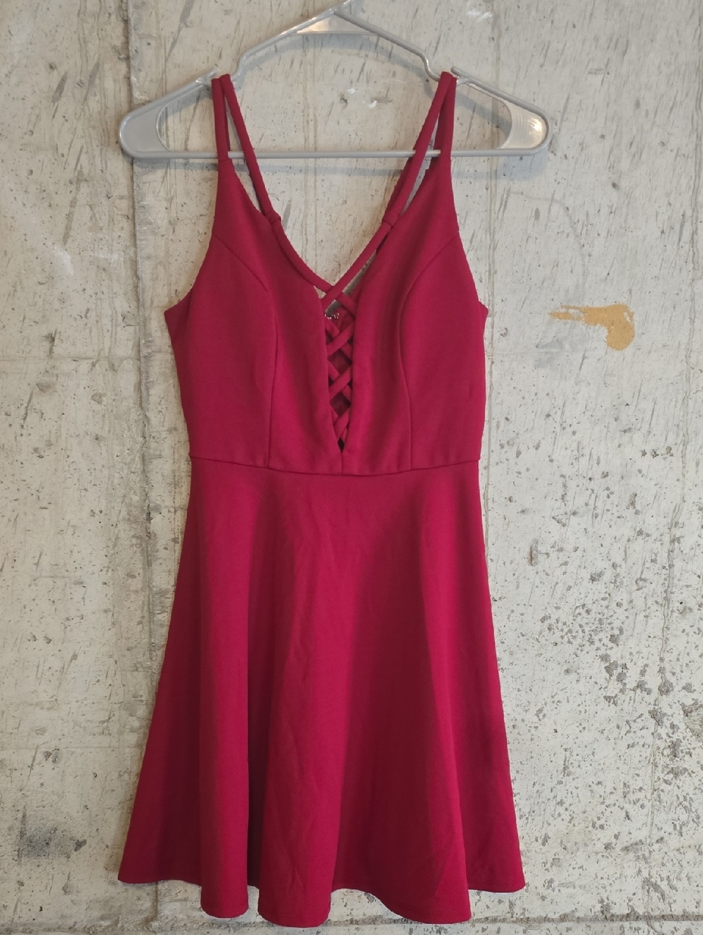 Speechless Red Lace-Up V-Neck Fit & Flare Mini Dress
